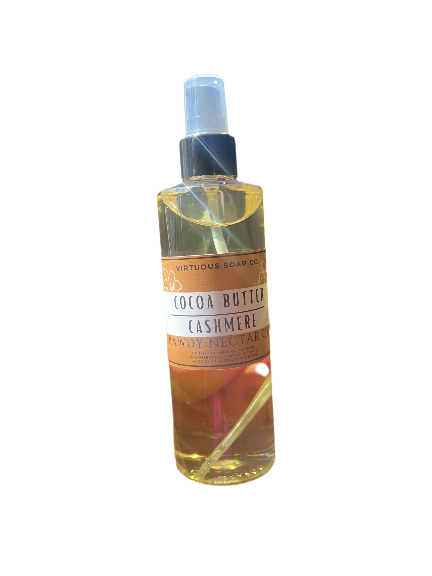 Cocoa Butter Cashmere bawdy oil by Virtuous Soap Company, natural skincare main product photo