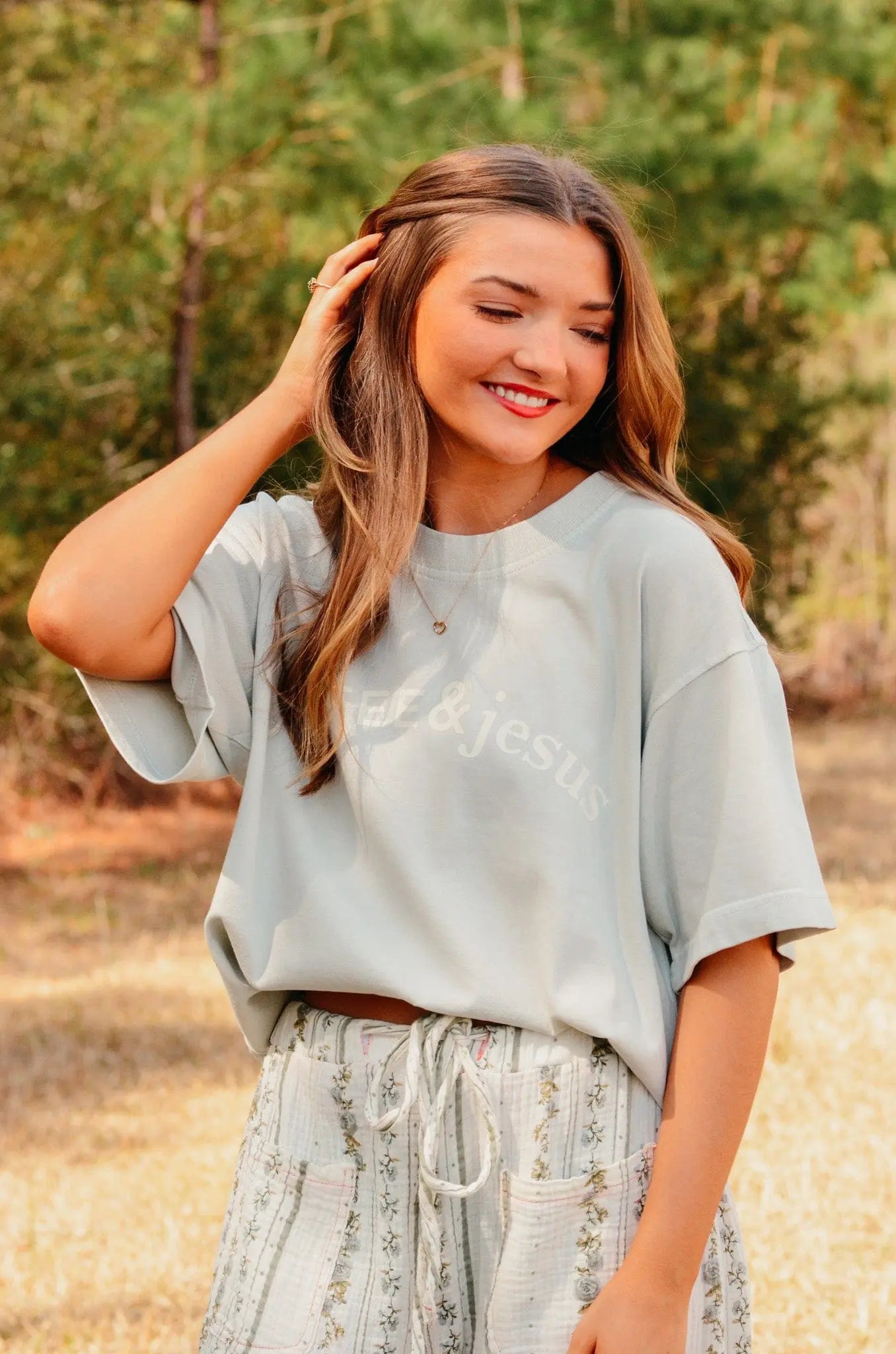 Coffee & Jesus Mock Tee by Southern Bliss Company, Southern food gift detail photo 6