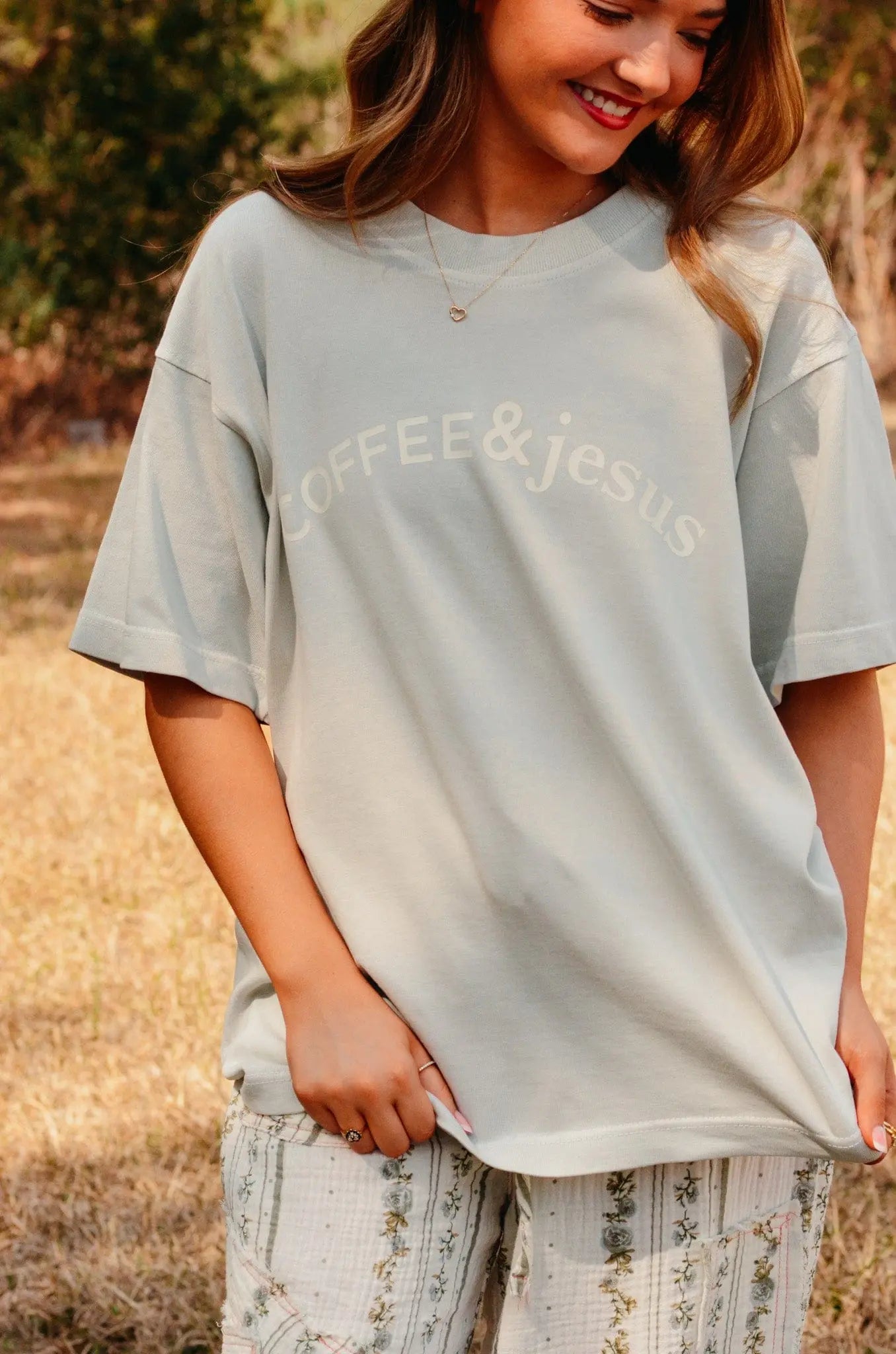 Coffee & Jesus Mock Tee by Southern Bliss Company, Southern food gift detail photo 9