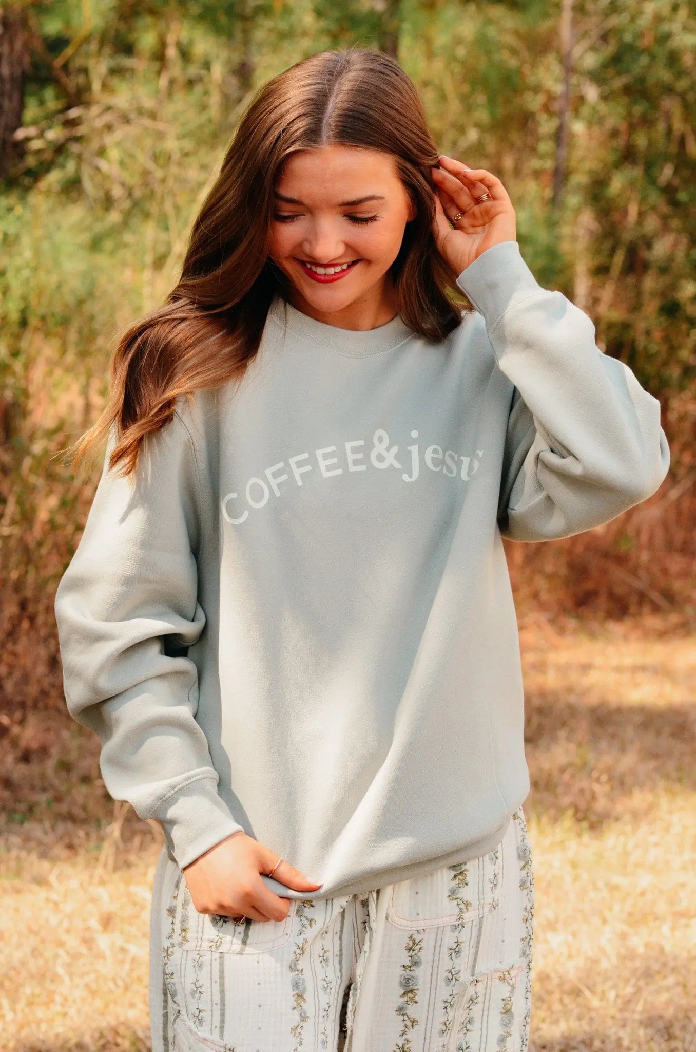 Coffee & Jesus Sweatshirt by Southern Bliss Company, Southern food gift detail photo 6