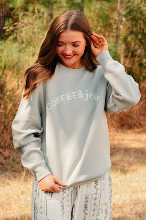 Coffee & Jesus Sweatshirt by Southern Bliss Company, Southern food gift detail photo 6