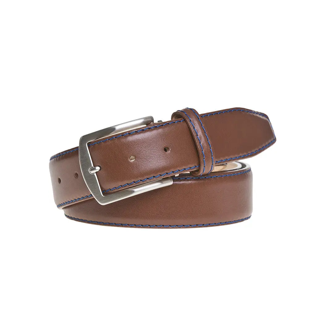Cognac Italian Calf Leather Belt by Roger Ximenez: Bespoke Belts and Leather Accessories, handmade leather goods detail photo 2