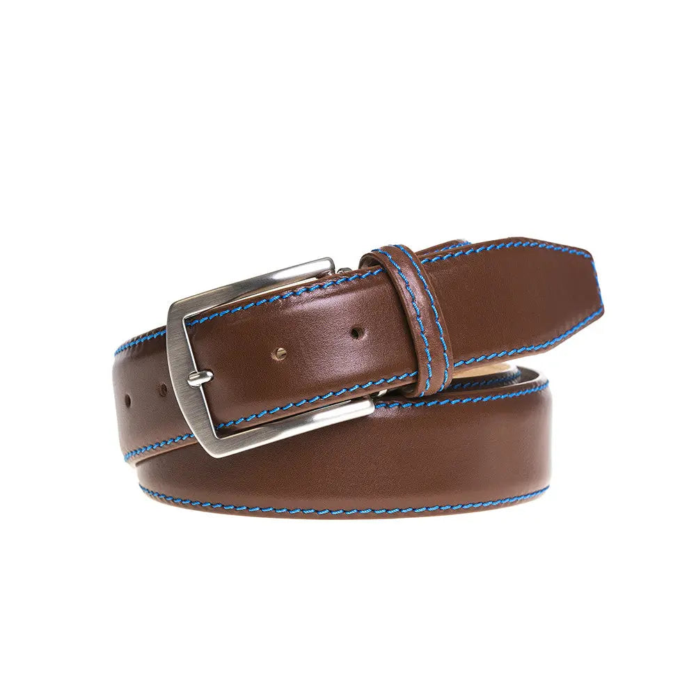 Cognac Italian Calf Leather Belt by Roger Ximenez: Bespoke Belts and Leather Accessories, handmade leather goods detail photo 5