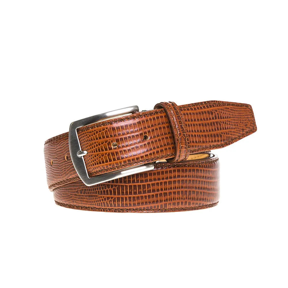 Cognac Mock Lizard Belt by Roger Ximenez: Bespoke Belts and Leather Accessories, handmade leather goods detail photo 5