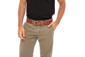 Cognac Mock Lizard Belt by Roger Ximenez: Bespoke Belts and Leather Accessories, handmade leather goods detail photo 6