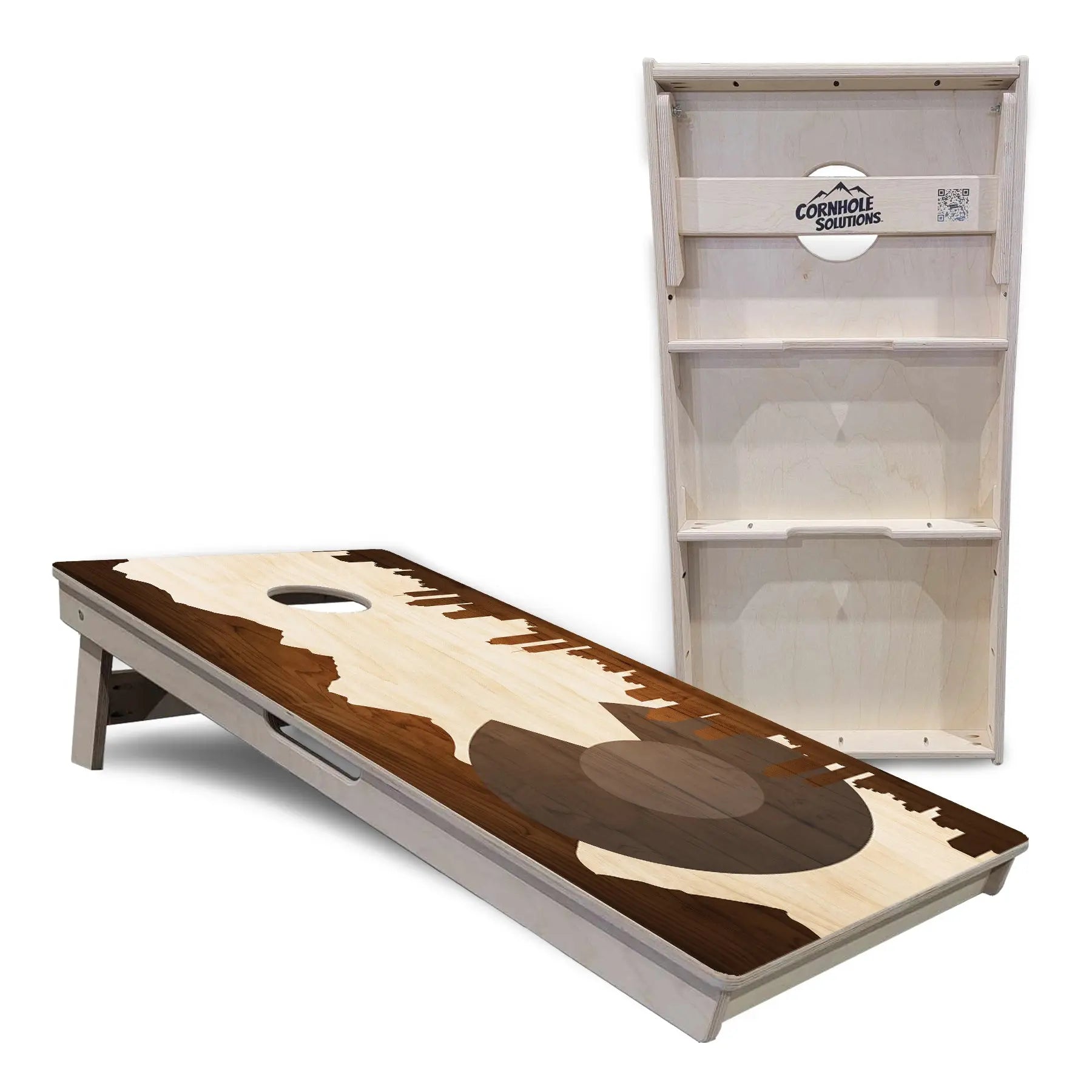 Colorado Natural Wood Skyline Cornhole Boards - Professional Tournament Series by Cornhole Solutions, custom cornhole board detail photo 4