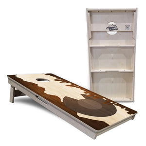 Colorado Natural Wood Skyline Cornhole Boards - Professional Tournament Series by Cornhole Solutions, custom cornhole board detail photo 4