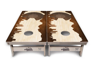 Colorado Natural Wood Skyline Cornhole Boards - Professional Tournament Series by Cornhole Solutions, custom cornhole board detail photo 5