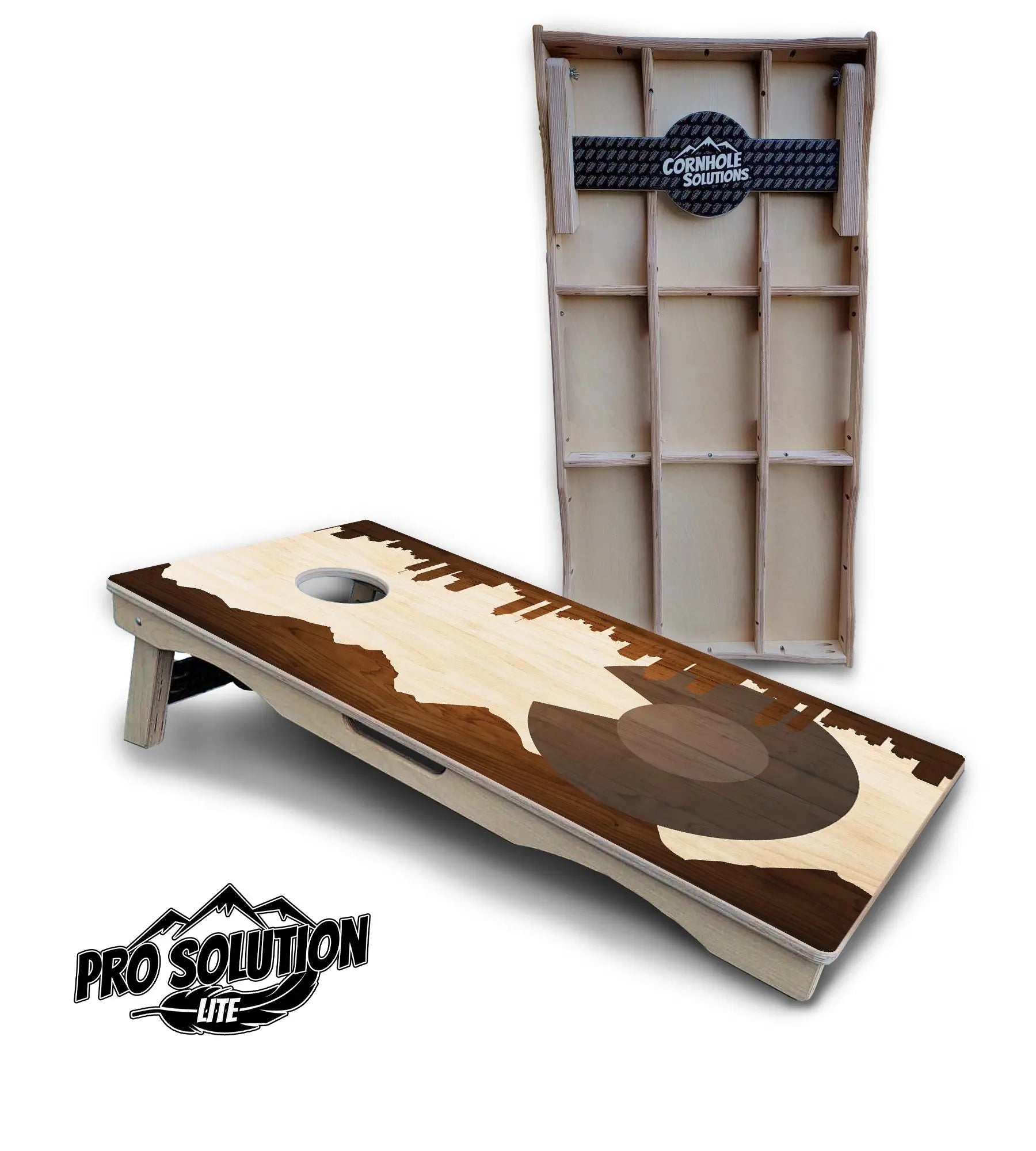 Colorado Wood Skyline Cornhole Boards - Pro Solution Lite Series by Cornhole Solutions, custom cornhole board main product photo