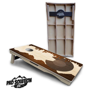 Colorado Wood Skyline Cornhole Boards - Pro Solution Lite Series by Cornhole Solutions, custom cornhole board main product photo
