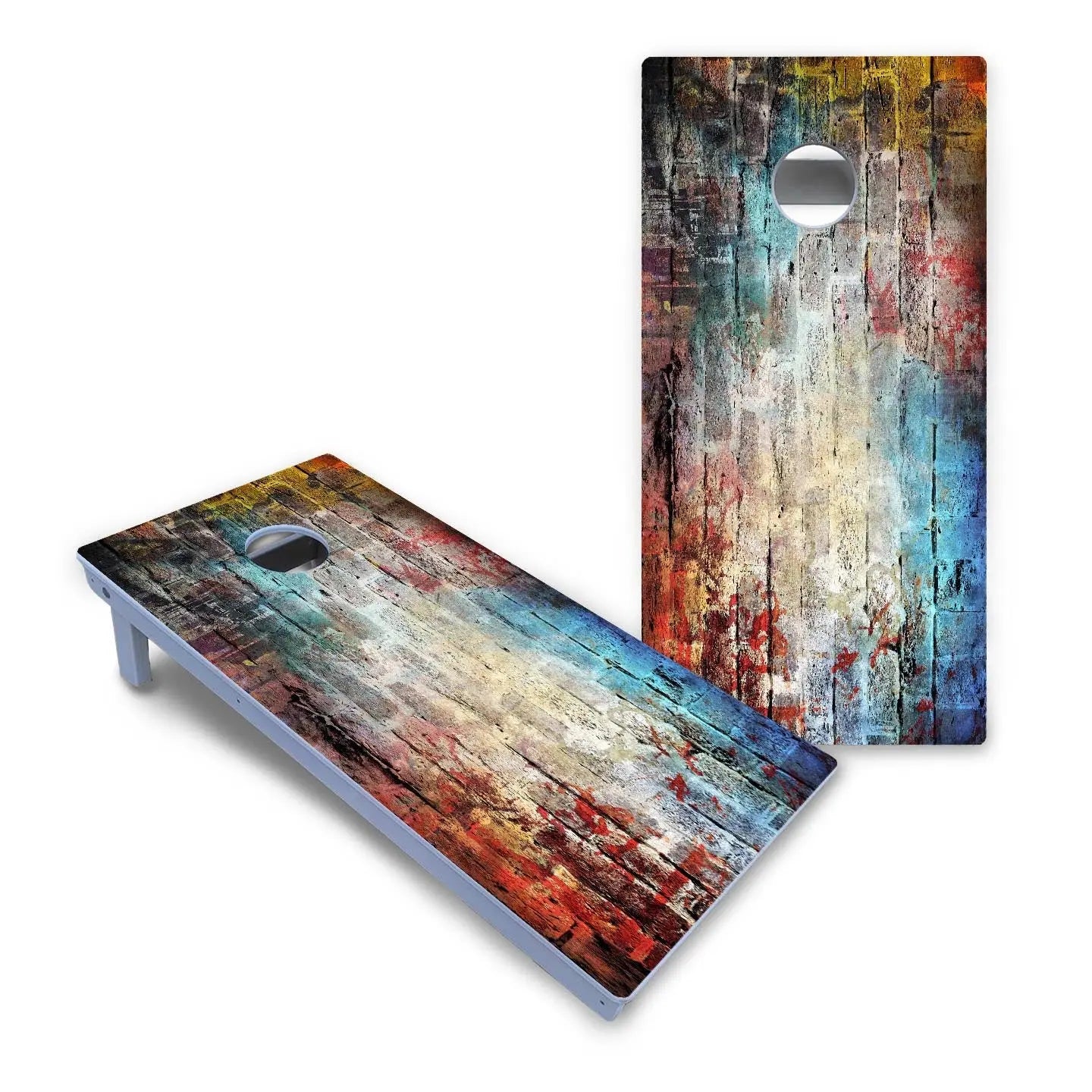 Colorful Brick Cornhole Boards - All Weather Series by Cornhole Solutions, custom cornhole board detail photo 2