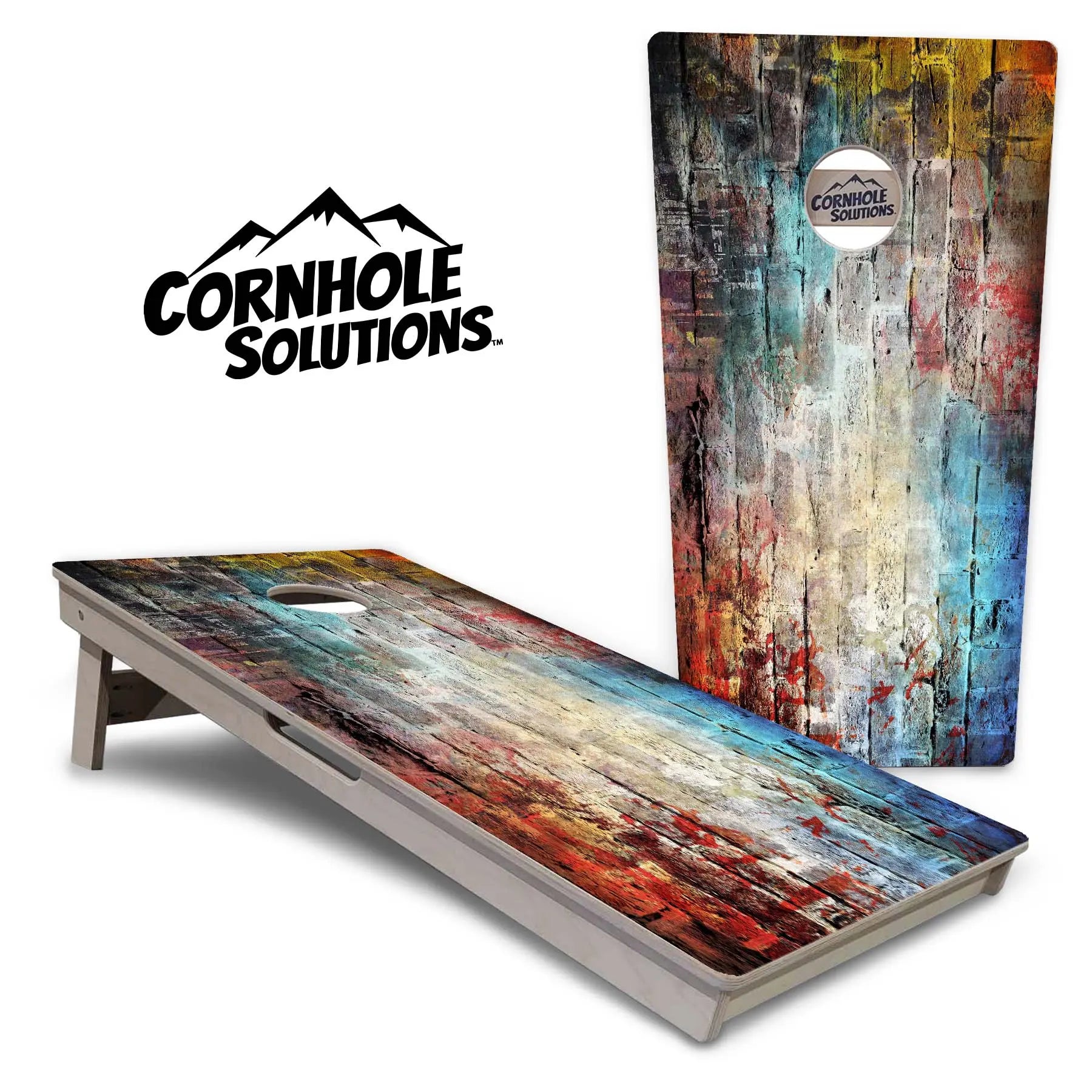 Colorful Brick Cornhole Boards - Professional Tournament Series by Cornhole Solutions, custom cornhole board main product photo