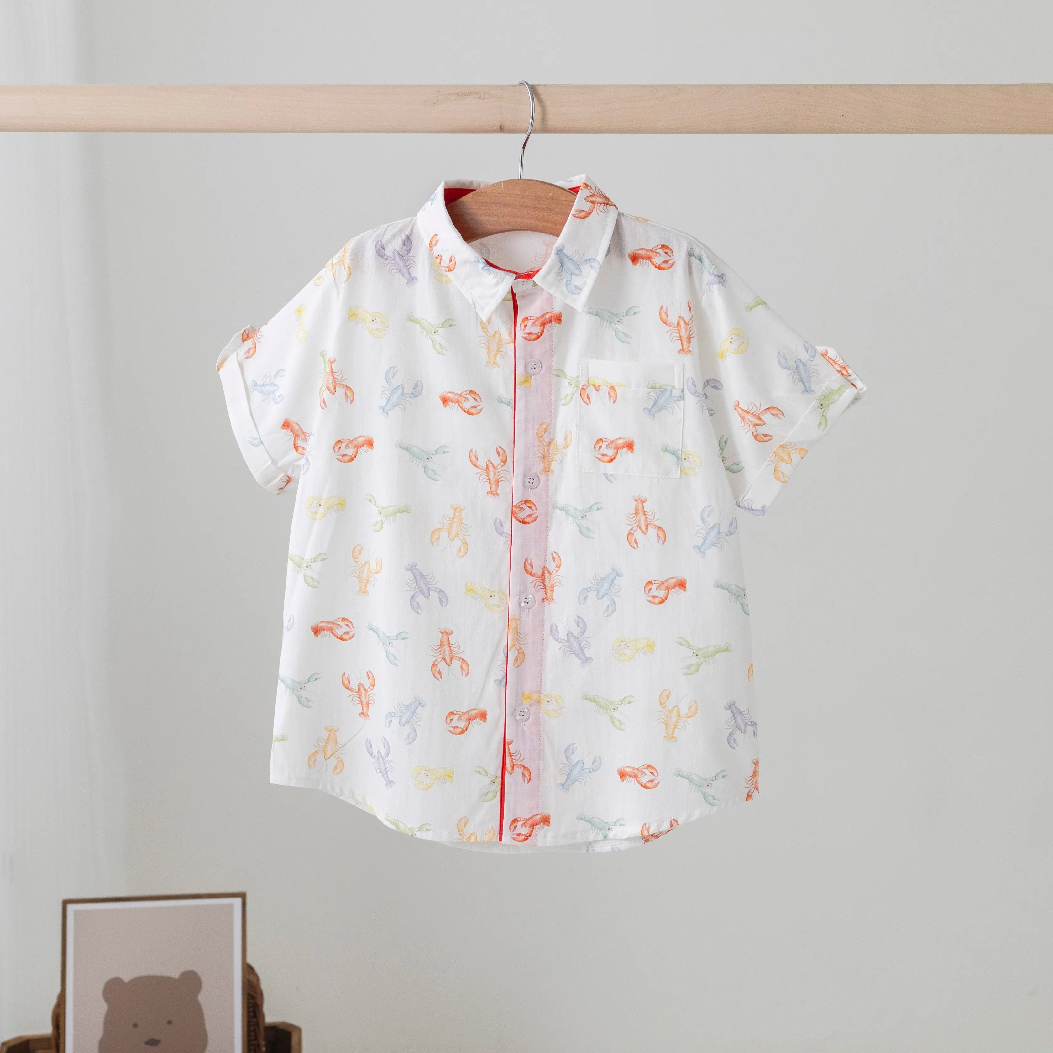 Colorful Claws Short Sleeve Collared Crawfish Shirt by Nola Tawk, Southern lifestyle apparel main product photo