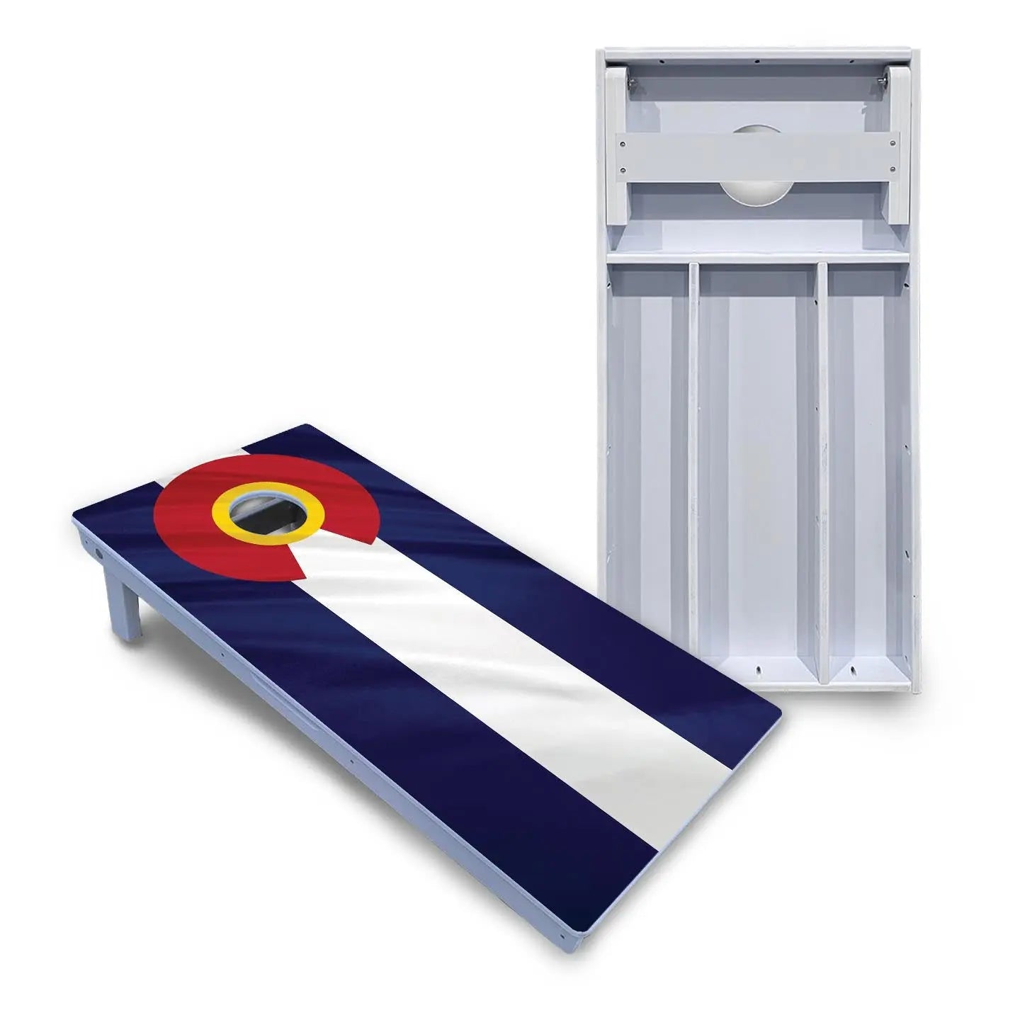 Colorful Colorado Flag Cornhole Boards - All Weather Series by Cornhole Solutions, custom cornhole board main product photo