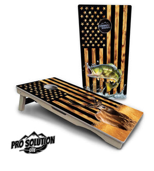 Colorful Deer & Fish Cornhole Boards - Pro Solution Lite Series by Cornhole Solutions, custom cornhole board main product photo