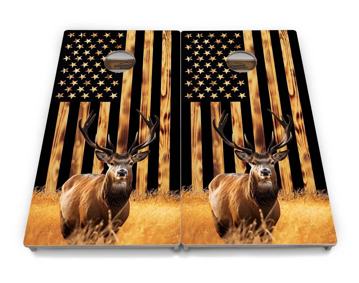Colorful Deer & Fish Cornhole Boards - Professional Tournament Series by Cornhole Solutions, custom cornhole board detail photo 2