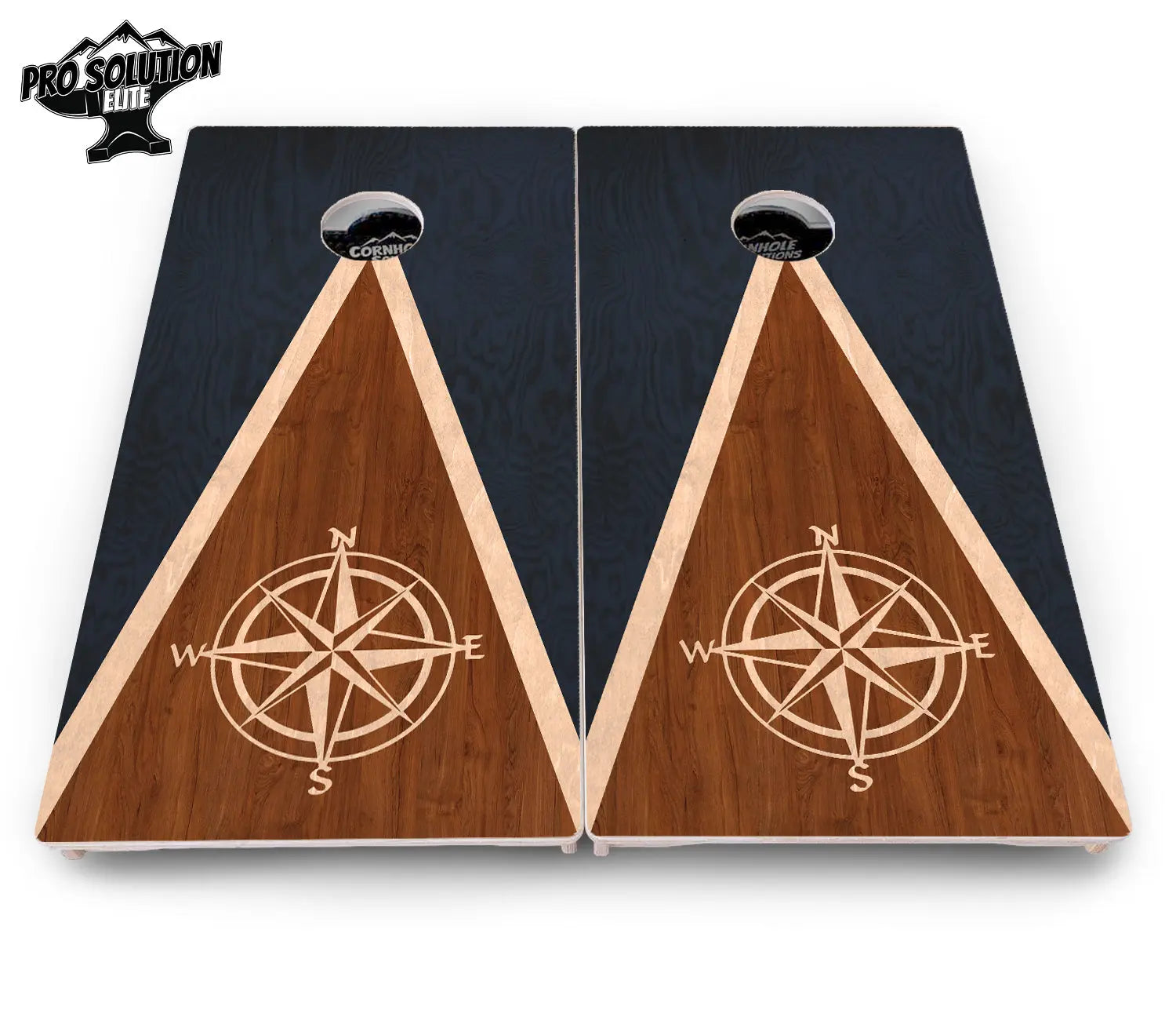 Compass Stain Triangle Cornhole Boards - Pro Solution Elite Series by Cornhole Solutions, custom cornhole board detail photo 4