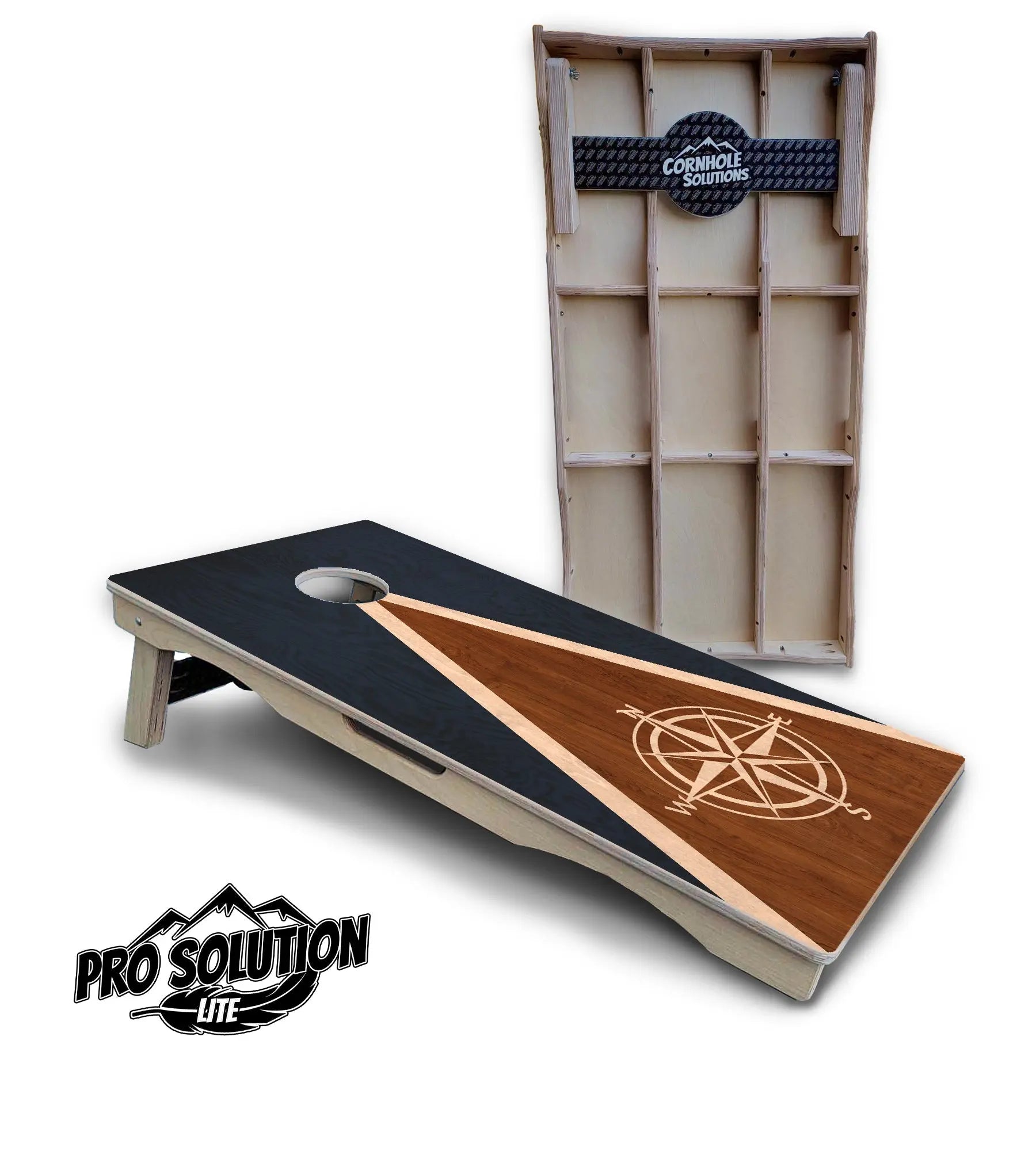 Compass Stain Triangle Cornhole Boards - Pro Solution Lite Series by Cornhole Solutions, custom cornhole board main product photo