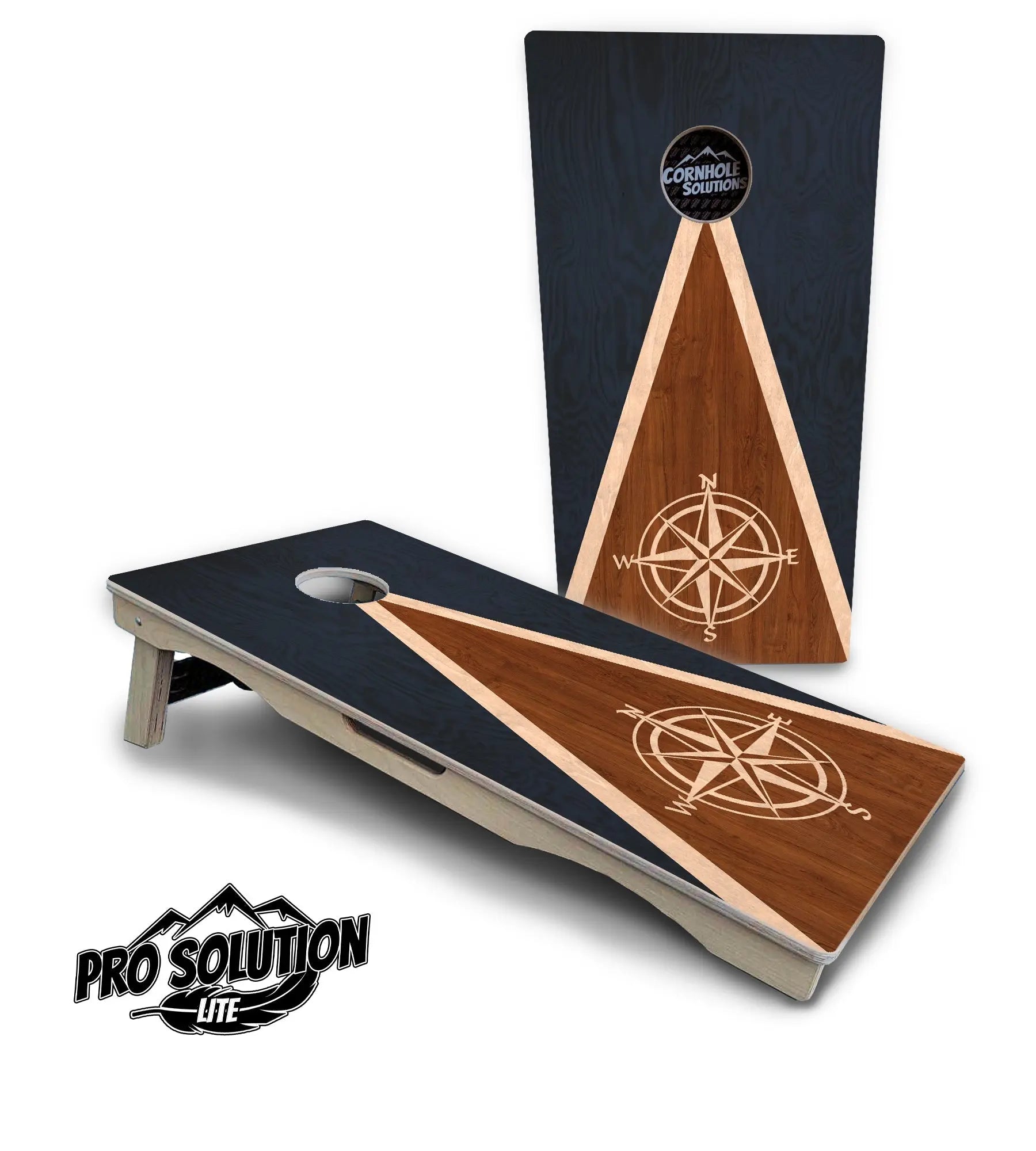 Compass Stain Triangle Cornhole Boards - Pro Solution Lite Series by Cornhole Solutions, custom cornhole board detail photo 4
