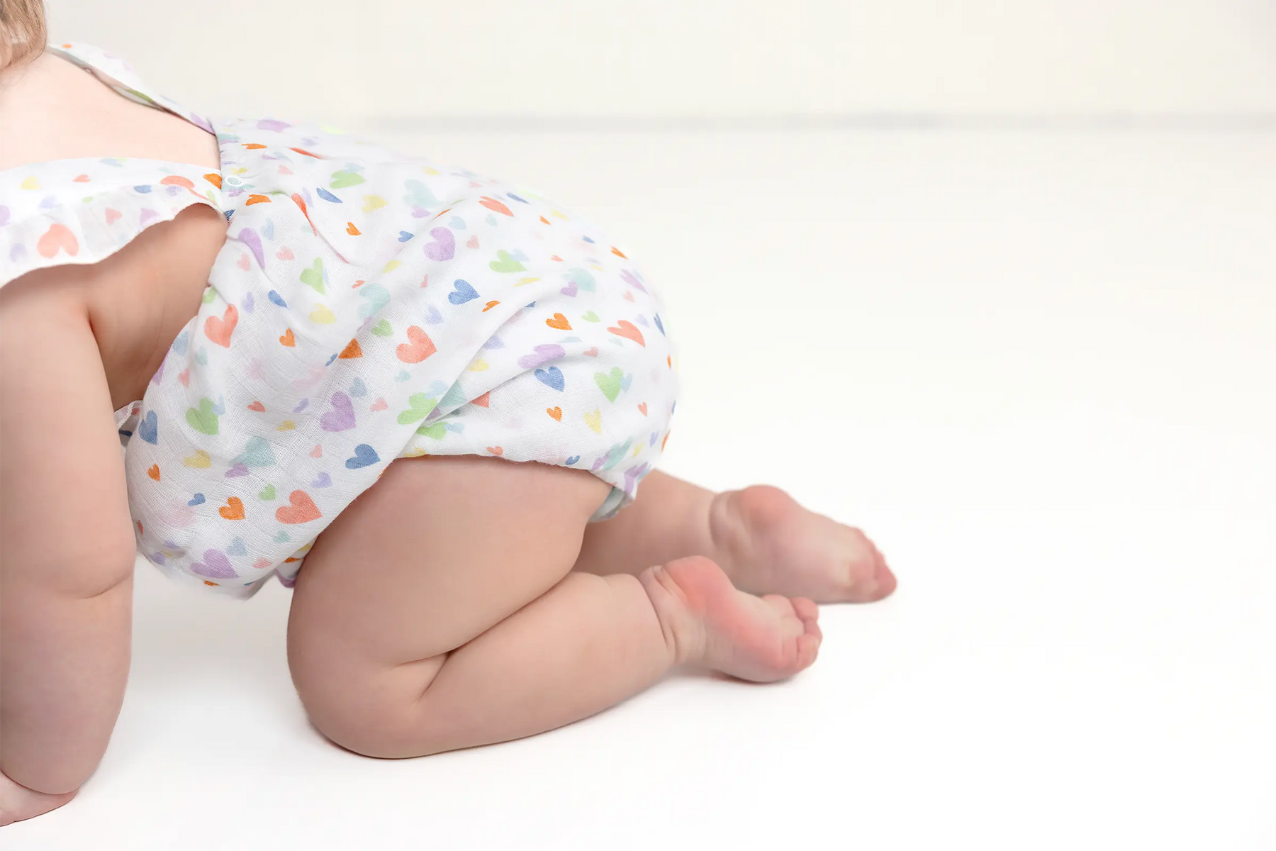 Confetti Hearts Organic Muslin Bubble Romper by Nola Tawk, Southern lifestyle apparel detail photo 3