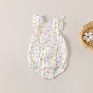 Confetti Hearts Organic Muslin Bubble Romper by Nola Tawk, Southern lifestyle apparel detail photo 4
