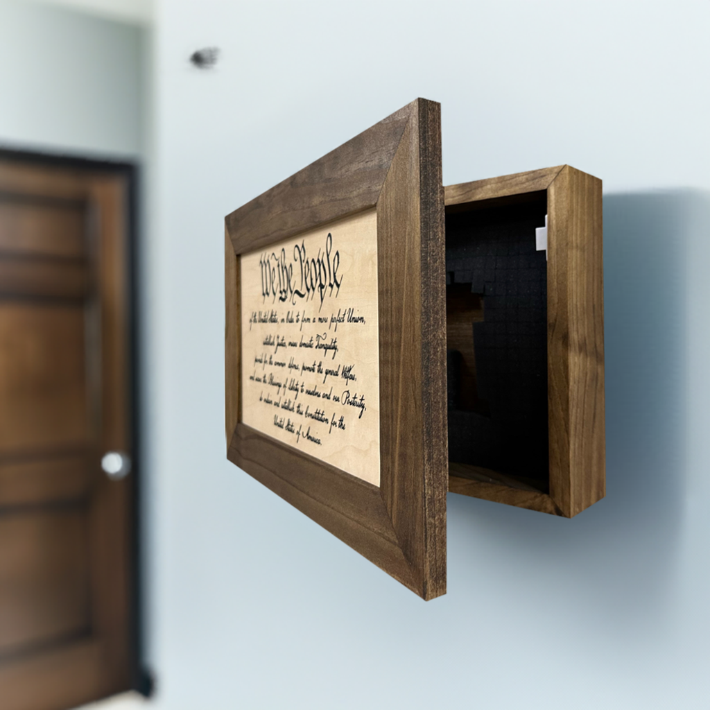 We The People Constitution Gun Concealment Furniture - Handcrafted Hidden Gun Storage Wall Decor - Hidden Safe Furniture with Magnetic Lock for Quick by Bellewood Designs