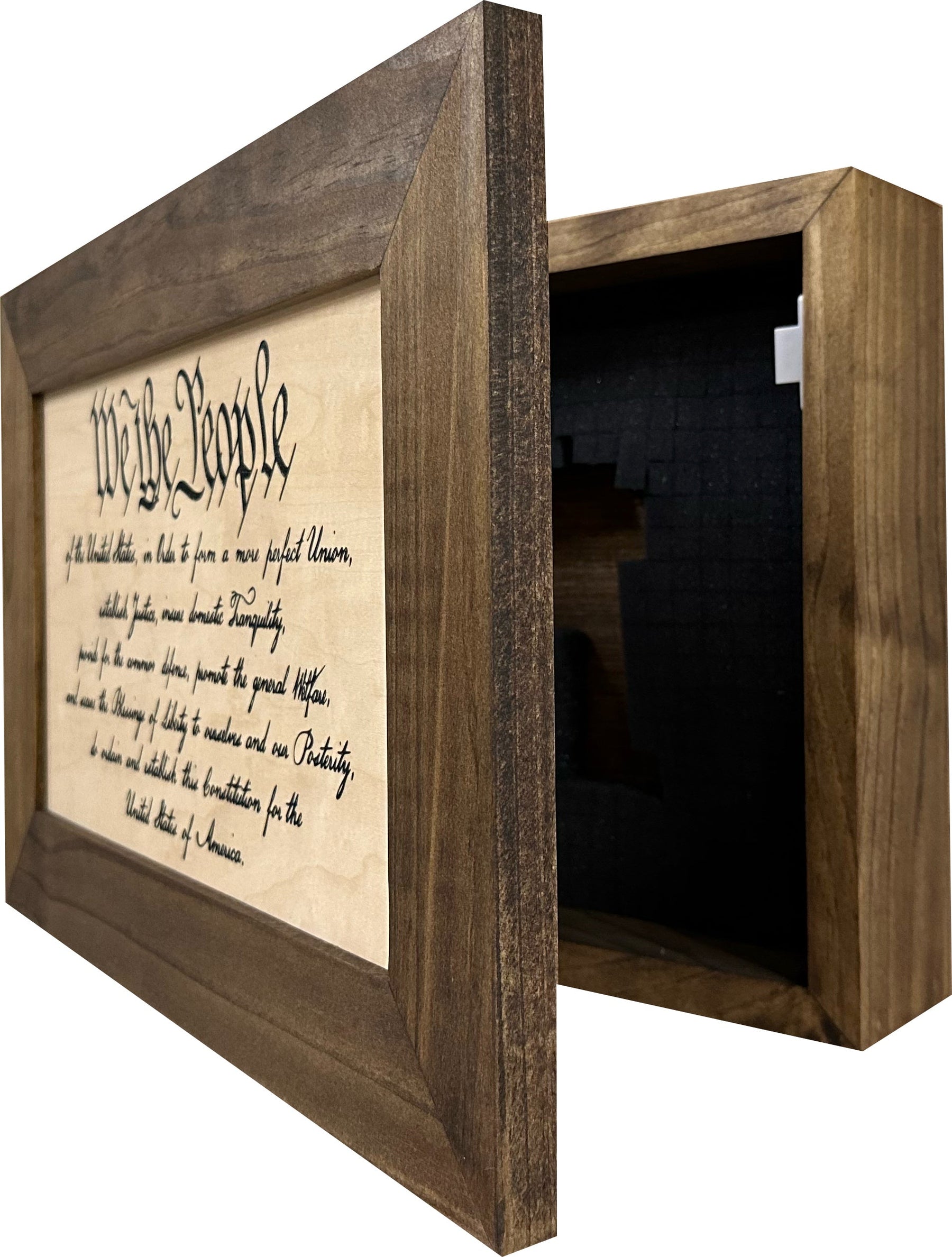 We The People Constitution Gun Concealment Furniture - Handcrafted Hidden Gun Storage Wall Decor - Hidden Safe Furniture with Magnetic Lock for Quick by Bellewood Designs