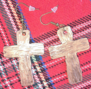 Copper Cross Earrings by Redbeard's Forge LLC, handmade jewelry main product photo