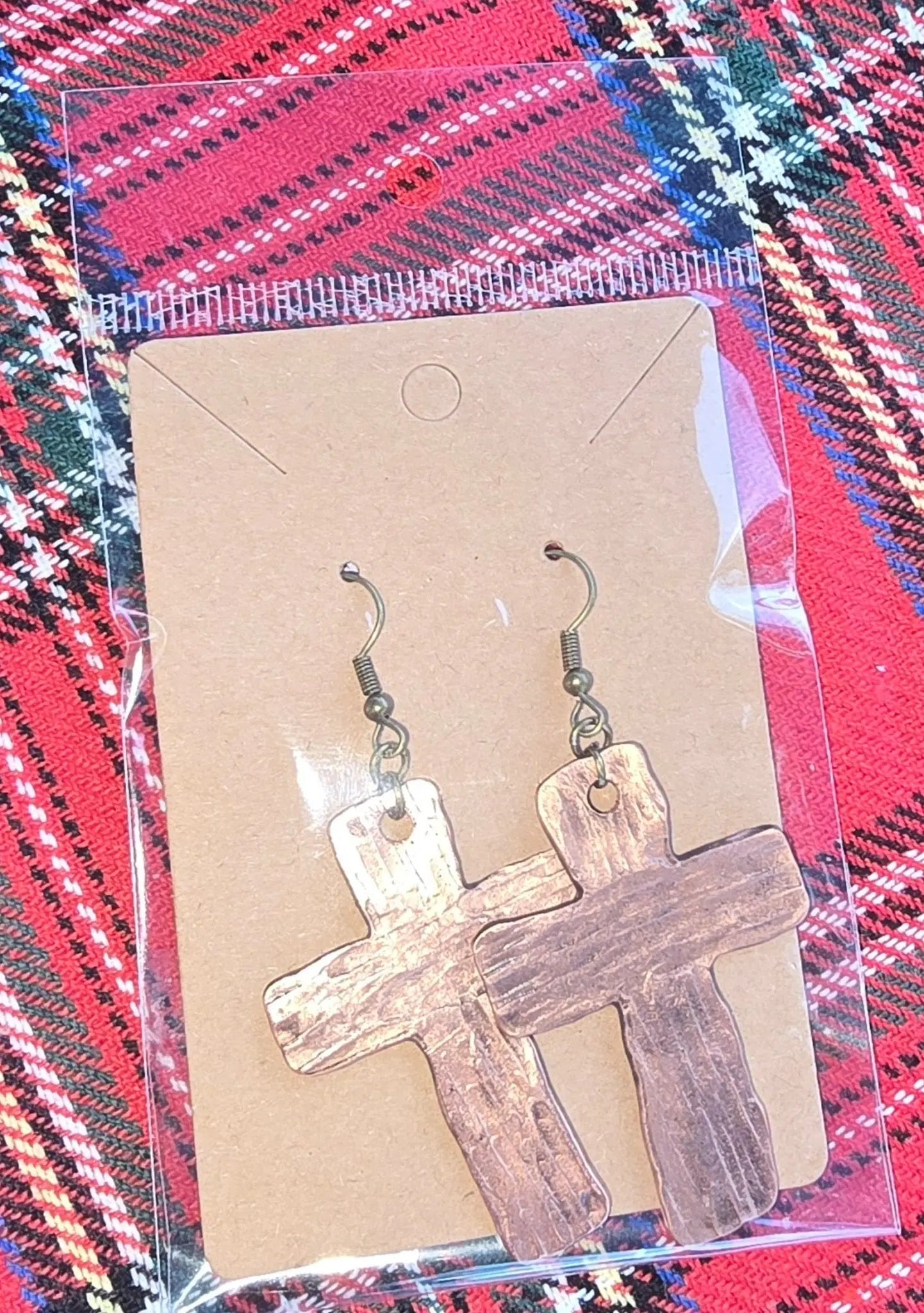 Copper Cross Earrings by Redbeard's Forge LLC, handmade jewelry detail photo 3