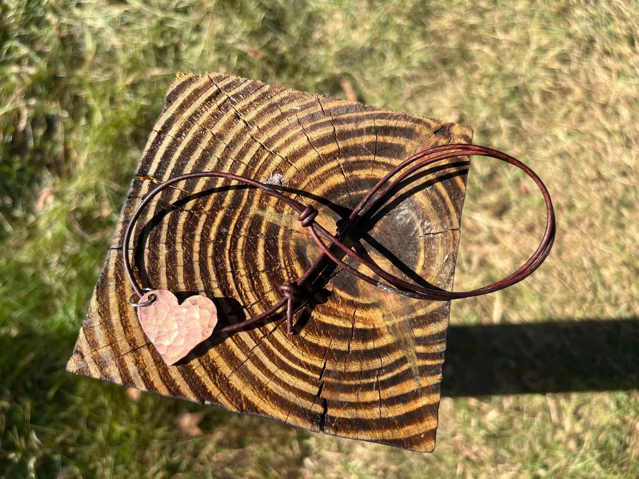 Copper Heart Pendents by Redbeard's Forge LLC, handmade necklace main product photo