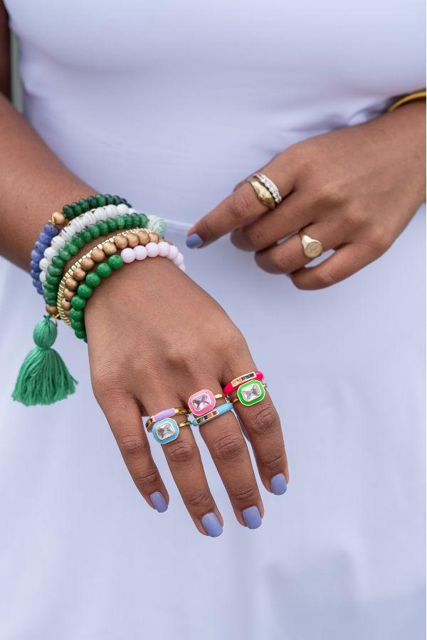 The Melrose Ring in Green detail view by The Tiny Tassel