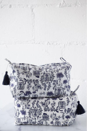 The Wyndham Beauty Bag in Charleston Toile by TheTinyTassel, natural skincare main product photo