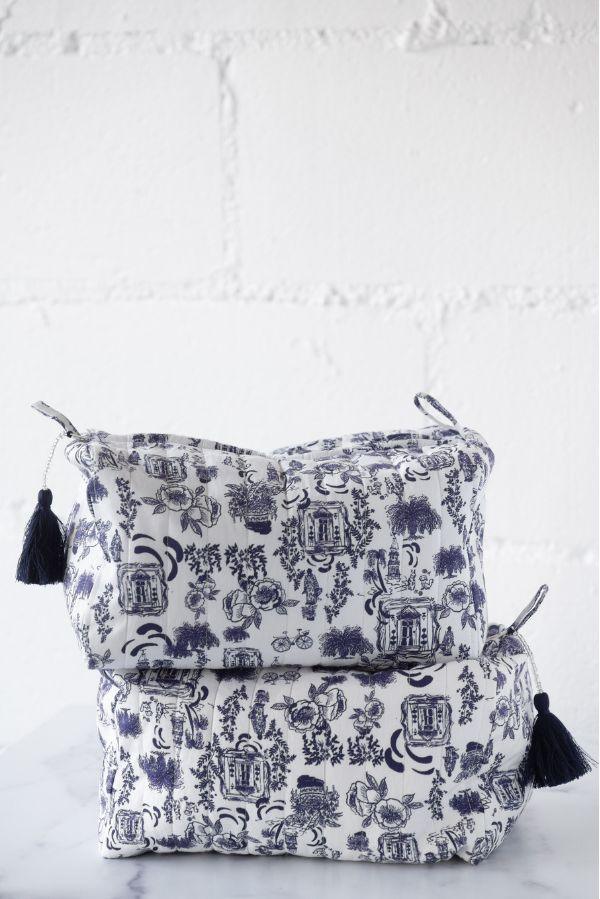 The Wyndham Beauty Bag in Charleston Toile by TheTinyTassel, natural skincare main product photo