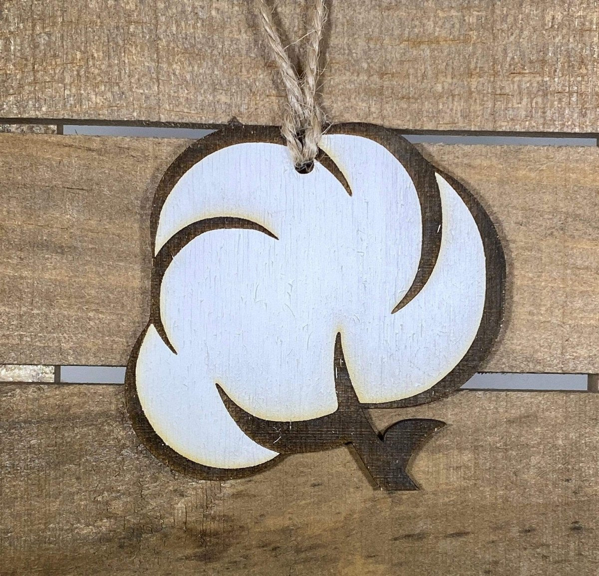 Cotton Boll Wooden Christmas Ornament | Southern Farmhouse Holiday Decor