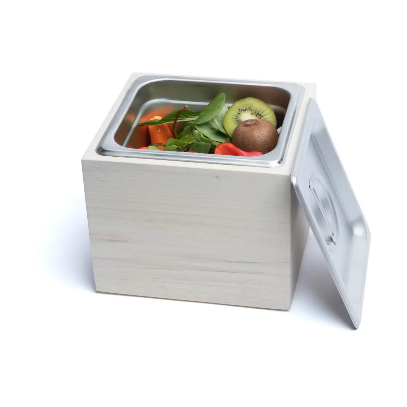 Countertop Compost Bin - Noaway© in Magnolia Wood and Stainless Steel by Alabama Sawyer, Southern lifestyle apparel detail photo 2