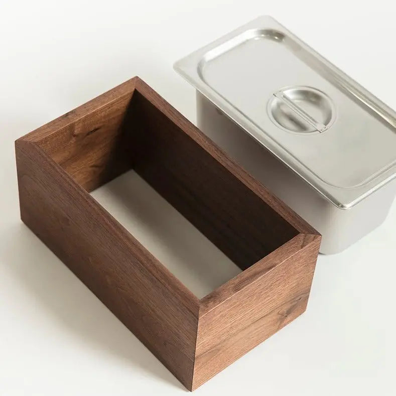 Countertop Compost Bin - Noaway© in Walnut Wood and Stainless Steel by Alabama Sawyer, Southern lifestyle apparel detail photo 5