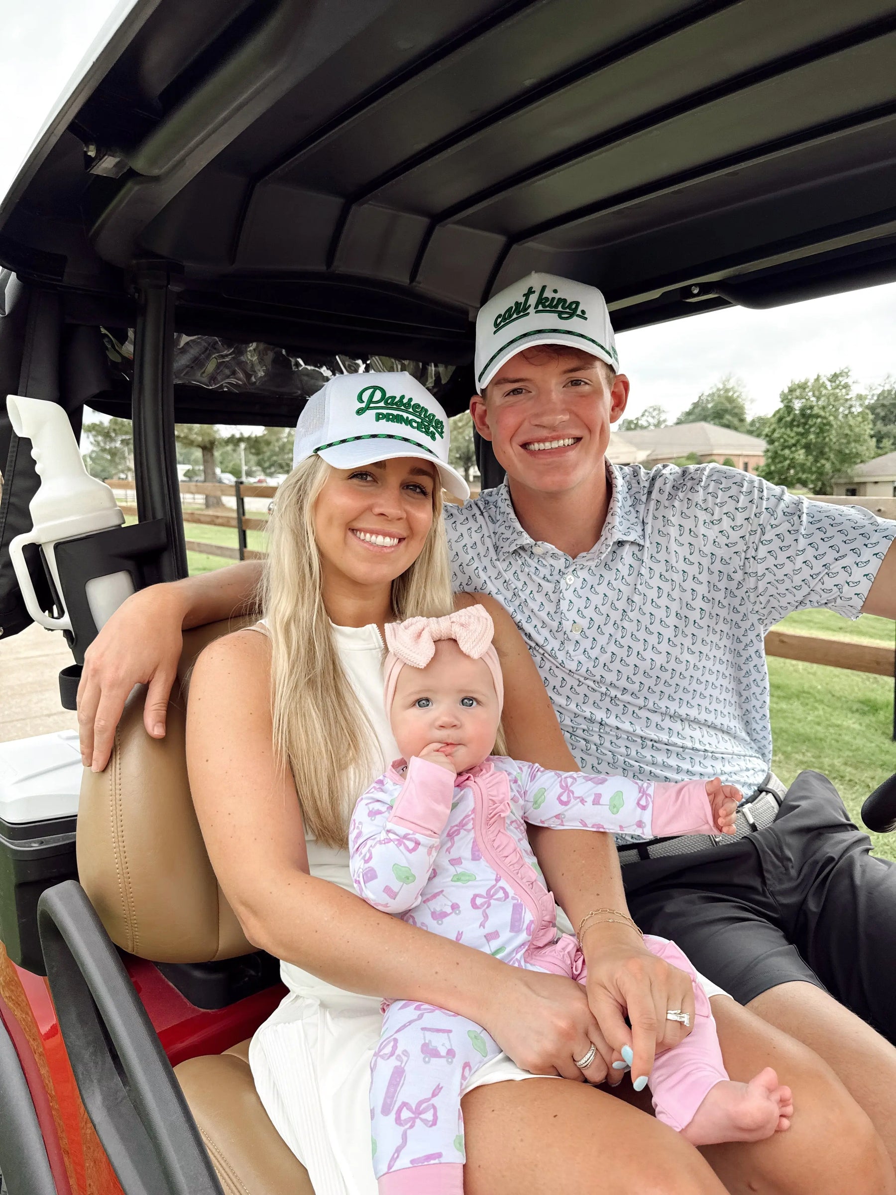Couples Golf Hat - White Vintage Trucker Hat by KenzKustomz, Southern lifestyle apparel detail photo 4
