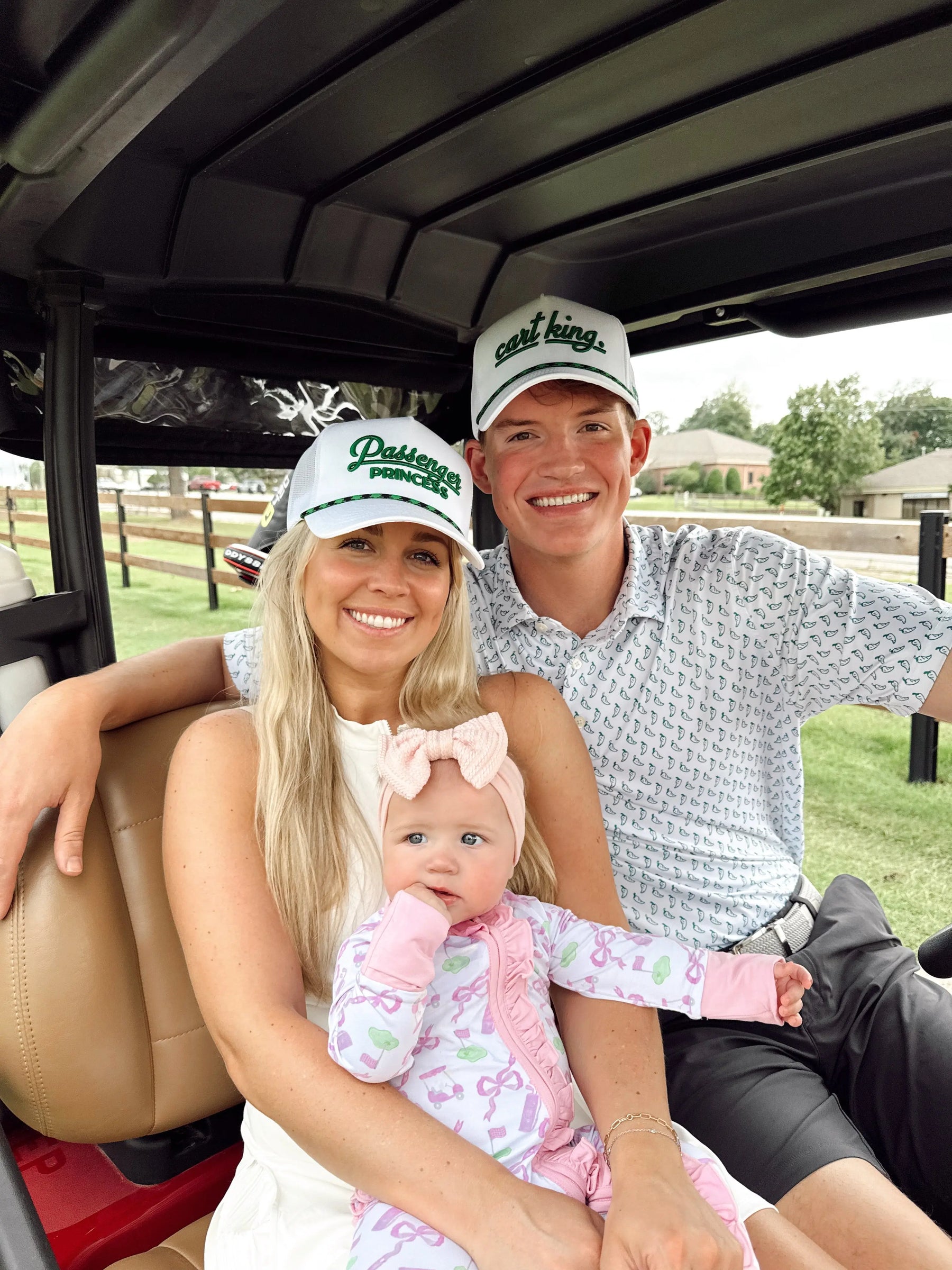 Couples Golf Hat - White Vintage Trucker Hat by KenzKustomz, Southern lifestyle apparel detail photo 9
