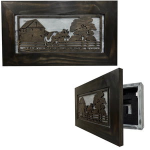 Decorative Cow Farm Wall-Mounted Secure Gun Cabinet - Gun Safe To Securely Store Your Gun & Home Self Defense Gear by Bellewood Designs, Southern home decor main product photo