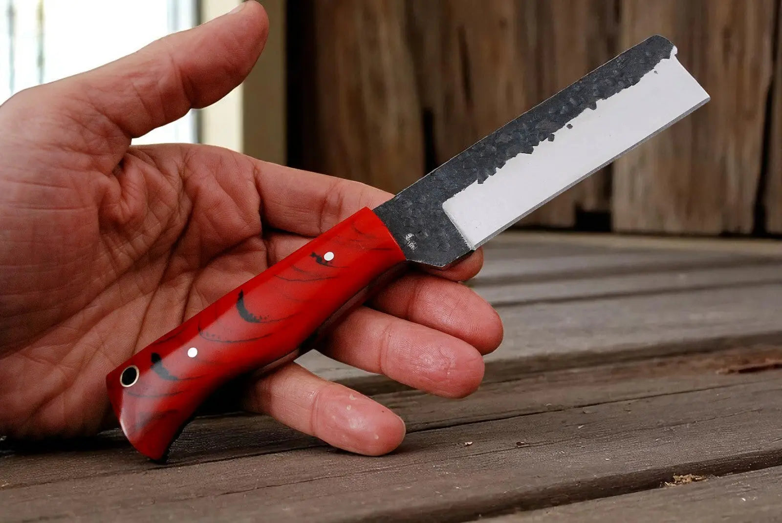 Cowboy Bull Cutter Knife with Resin Handle by Damascus Knife Store, Damascus knife main product photo