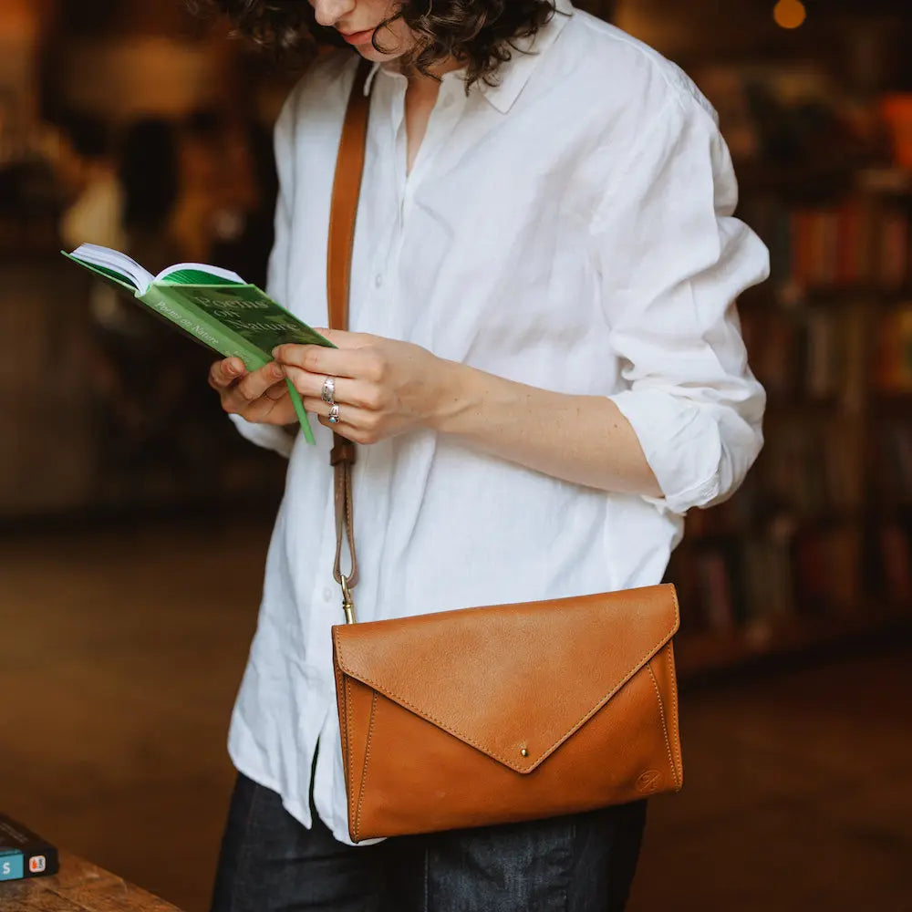 Craft & Forge Leather Crossbody Bag by Mission Mercantile Leather Goods, natural skincare detail photo 2
