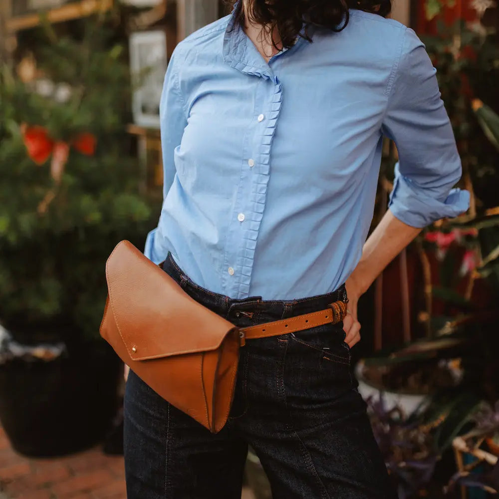 Craft & Forge Leather Crossbody Bag by Mission Mercantile Leather Goods, natural skincare detail photo 3