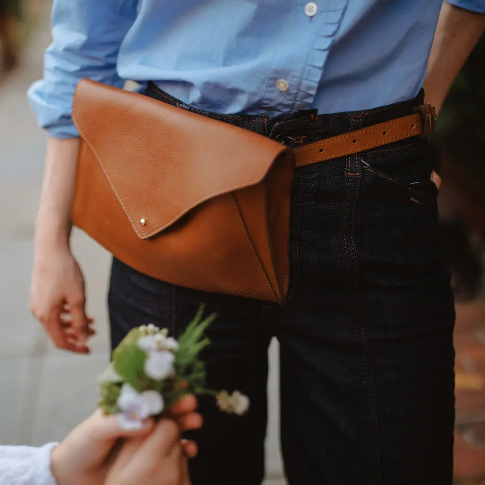 Craft & Forge Leather Crossbody Bag by Mission Mercantile Leather Goods, natural skincare detail photo 4