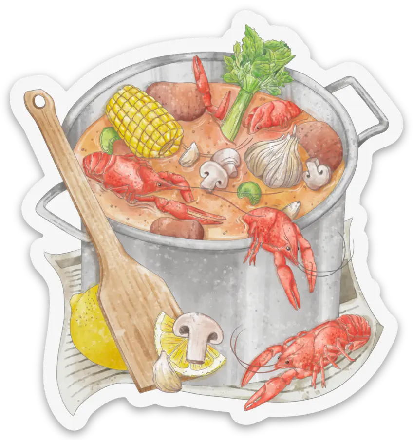 Crawfish Boil Die Cut Sticker by Nola Tawk, vinyl decal main product photo