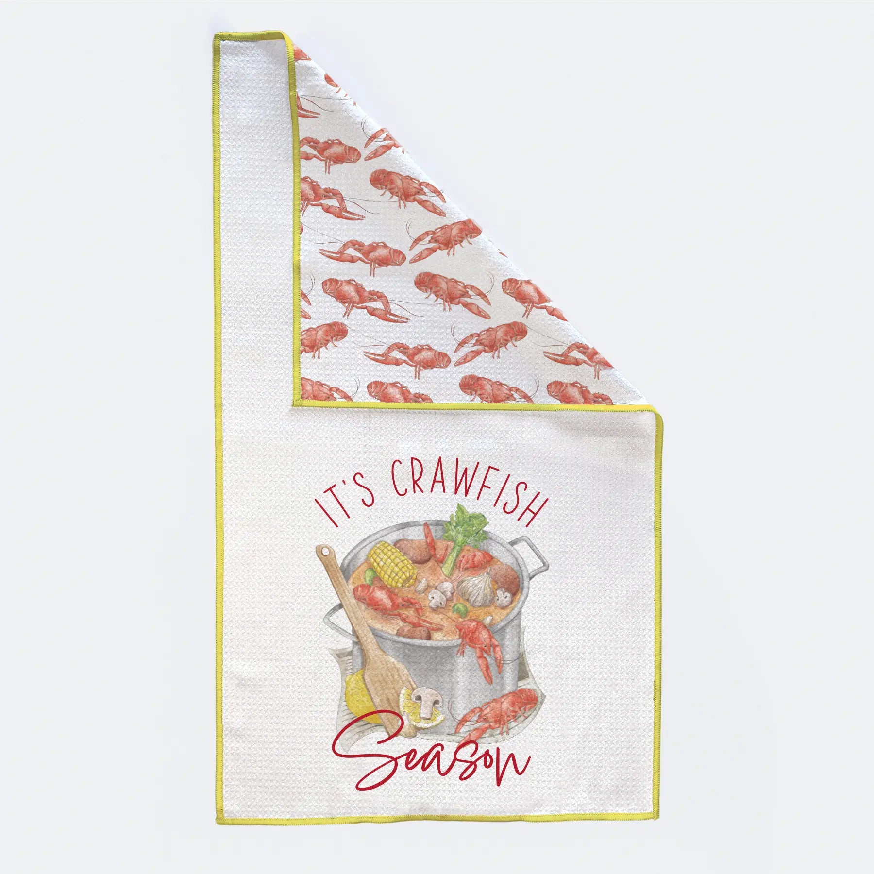 Crawfish Boil Kitchen Towel by Nola Tawk, natural skincare main product photo