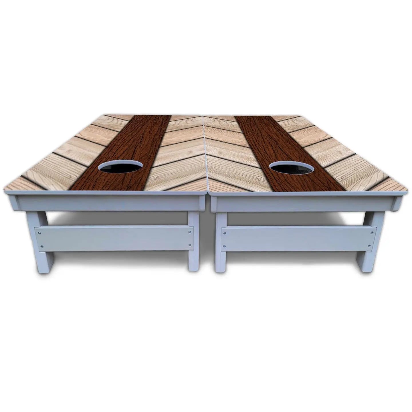 Cream Planks Cornhole Boards - All Weather Series by Cornhole Solutions, custom cornhole board detail photo 6