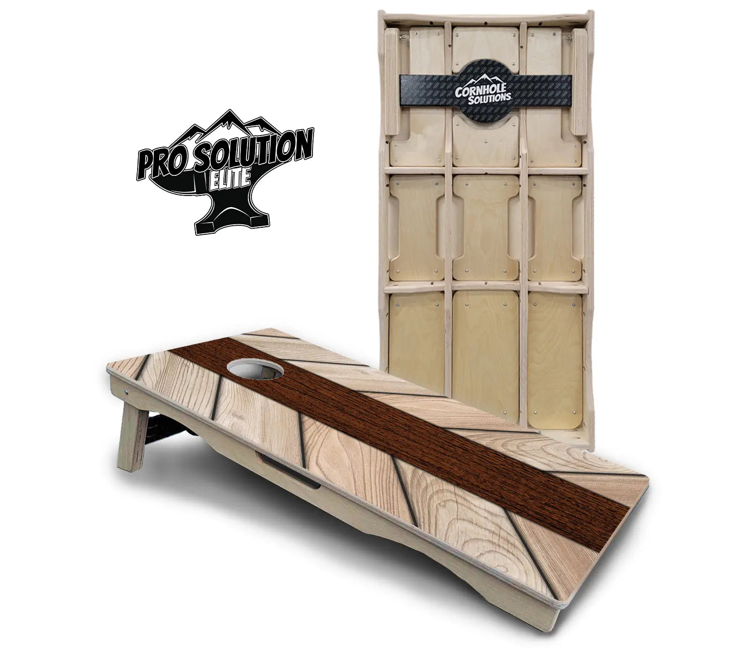 Cream Planks Cornhole Boards - Pro Solution Elite Series by Cornhole Solutions, custom cornhole board main product photo
