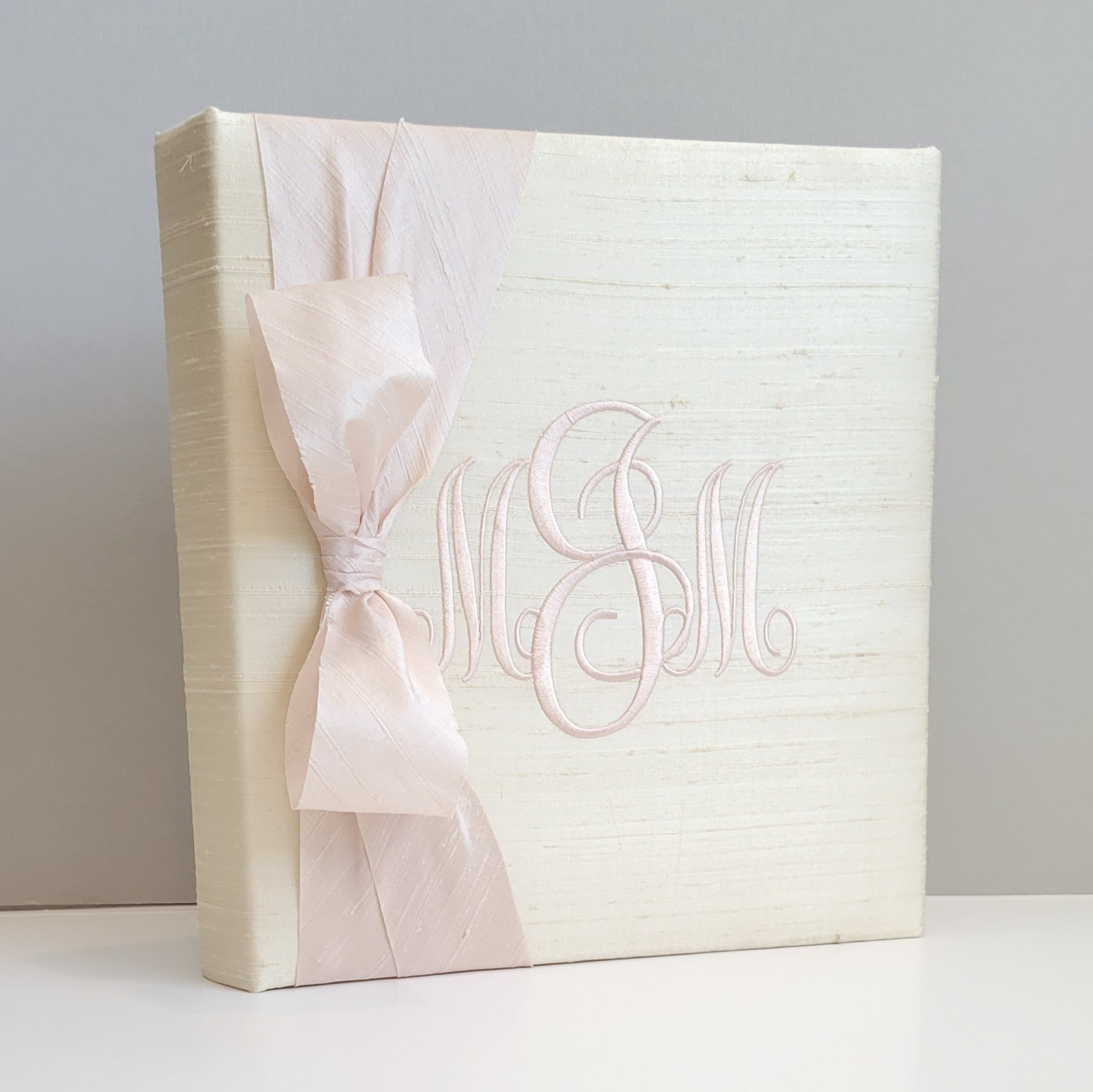 Baby Memory Book - Cream Silk (w/ SILK Bow) by AP Creations in Tuscaloosa, paper gift main product photo