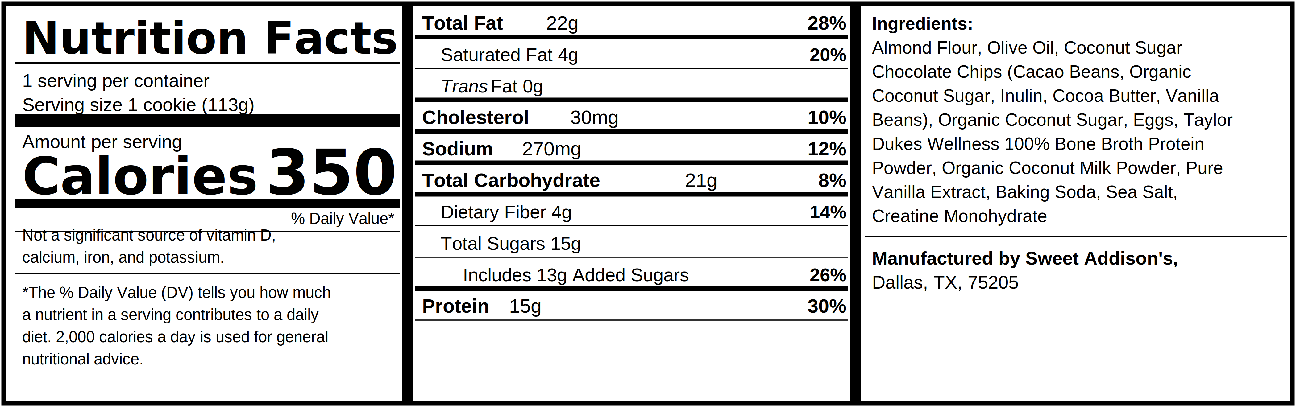 Creatine Chocolate Chip Cookies by Sweet Addison's, product view 2