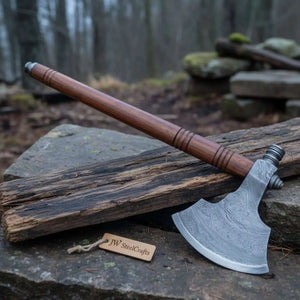 Hand-forged Pipe Axe in Pattern-Welded Steel for Camping and Woodcraft by JW SteelCrafts, Southern lifestyle apparel detail photo 2